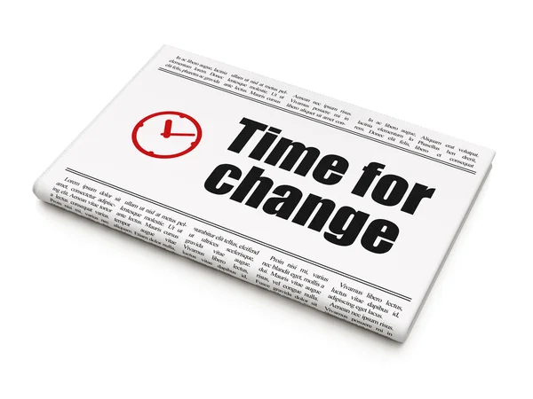 Concetto di cronologia: giornale con Time for Change e Clock — Foto Stock