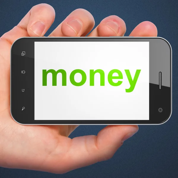 Concepto financiero: Dinero en smartphone —  Fotos de Stock