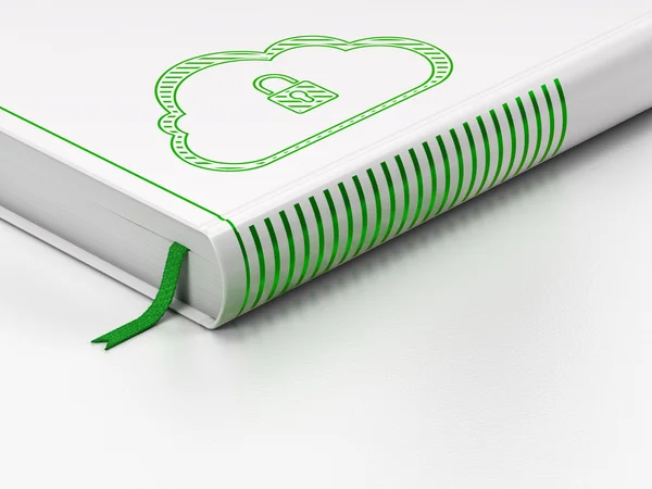 Concept de technologie Cloud : livre fermé, Cloud avec cadenas — Photo