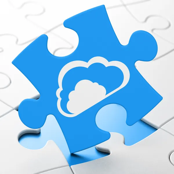 Cloud síťový koncept: cloud na pozadí puzzle — Stock fotografie