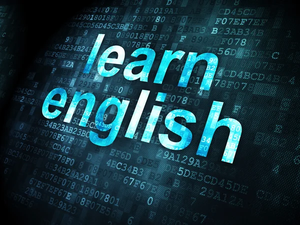 Concept d'éducation : apprendre l'anglais sur fond numérique — Photo
