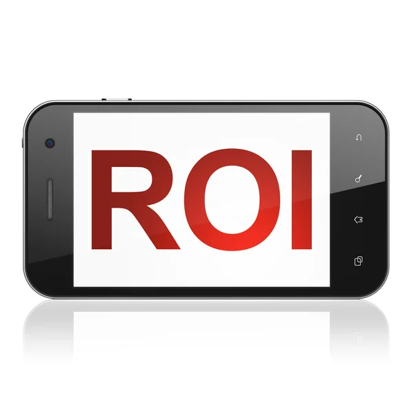 Finanzierungskonzept: Roi auf dem Smartphone — Stockfoto