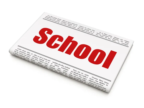 Concetto di istruzione: titolo del giornale Scuola — Foto Stock