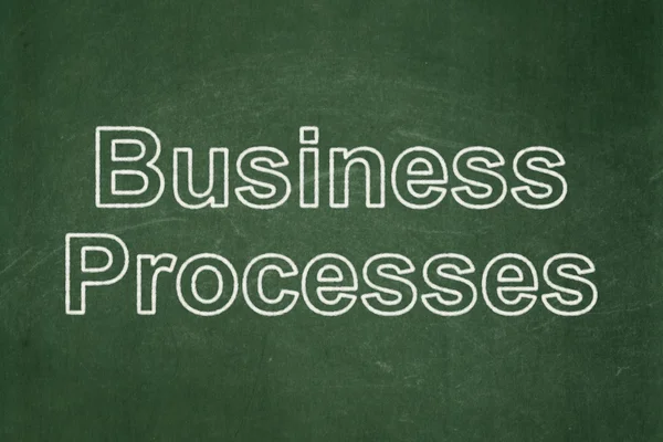 Conceito de negócio: Processos de negócios em fundo de quadro-negro — Fotografia de Stock
