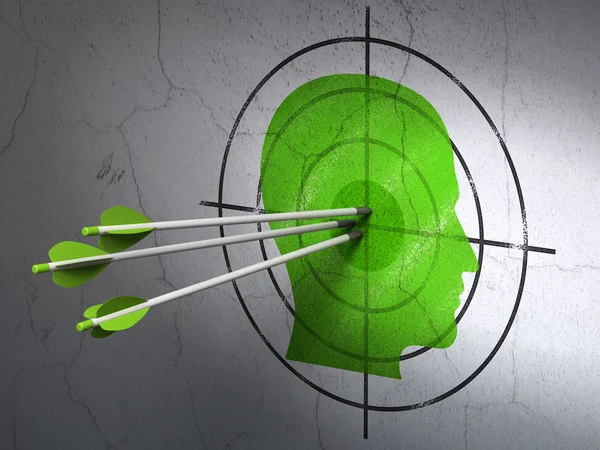 Business concept: arrows in Head target on wall background — Stock Photo, Image