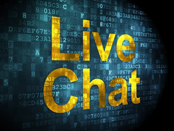 Conceito de desenvolvimento web SEO: Chat ao vivo em fundo digital — Fotografia de Stock