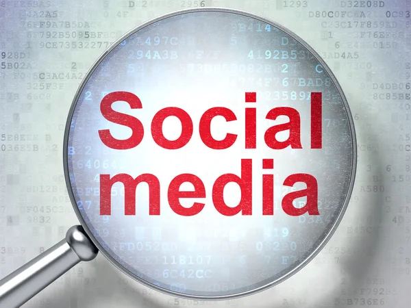 Conceito de rede social: Mídia social com vidro óptico — Fotografia de Stock