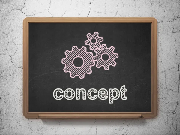 Advertising concept: Gears and Concept on chalkboard background — Stock Photo, Image