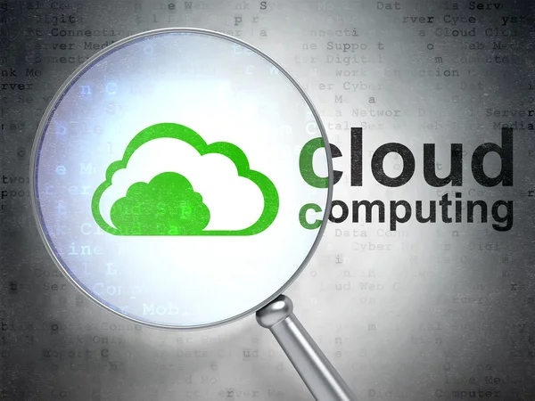Moln teknik koncept: moln och cloud computing med optiska glas — Stockfoto