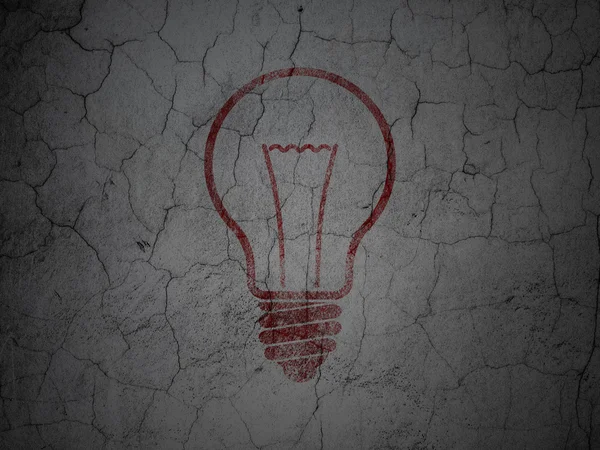 事業コンセプト： グランジ壁背景上の電球 — ストック写真