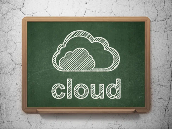 ネットワー キングの概念の雲: 雲と黒板背景の上の雲 — ストック写真
