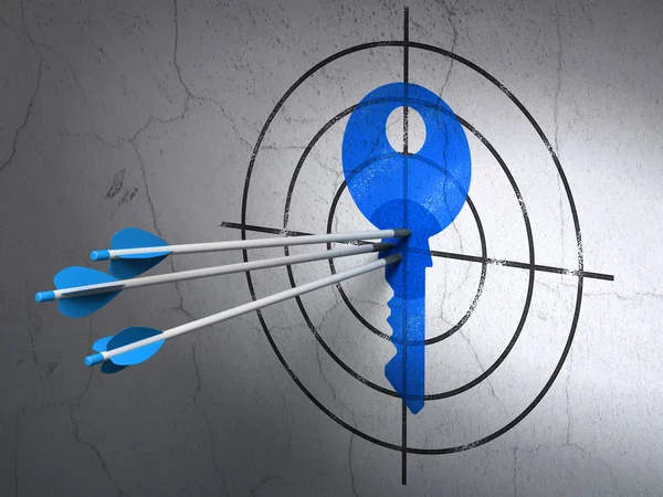 Safety concept: arrows in Key target on wall background — Stock Photo, Image