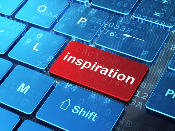 Pojęcie reklamy: Inspiracja na tle klawiatury komputera — Zdjęcie stockowe
