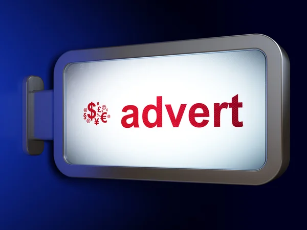 Werbekonzept: Werbe- und Finanzsymbol auf Werbetafel-Hintergrund — Stockfoto