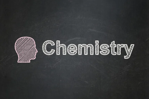 Conceito de educação: Head and Chemistry on chalkboard background — Fotografia de Stock