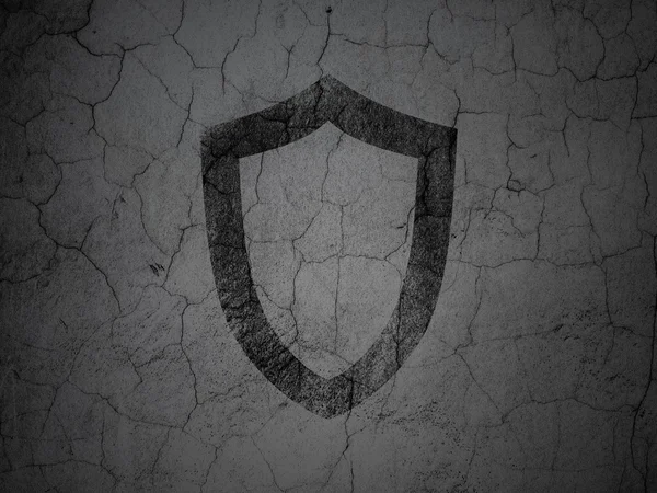 Концепция безопасности: Защитный щит на фоне гранж-стены — стоковое фото