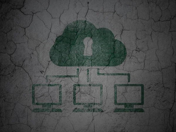Datenschutzkonzept: Cloud-Netzwerk auf Grunge-Wand-Hintergrund — Stockfoto