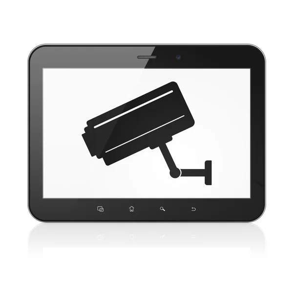 Veiligheidsconcept: Cctv Camera op tablet pc-computer — Stockfoto