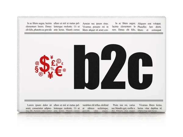 财务理念： 报纸与 b2c 和财务符号 — 图库照片