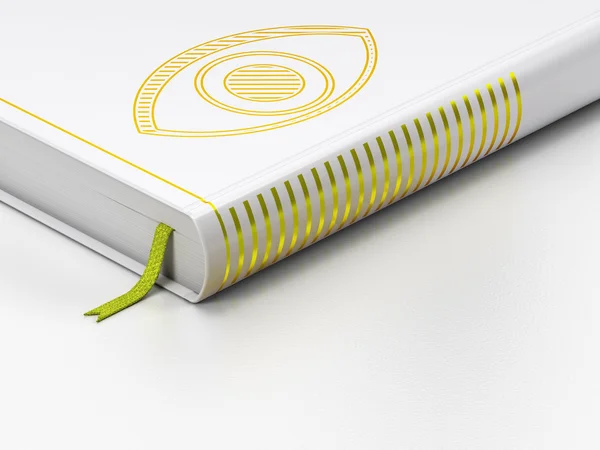 Concept de protection : livre fermé, Oeil sur fond blanc — Photo