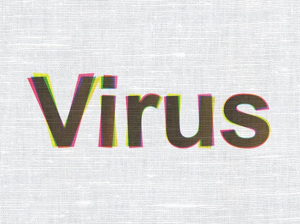 Bescherming concept: virus op stof textuur achtergrond — Stockfoto