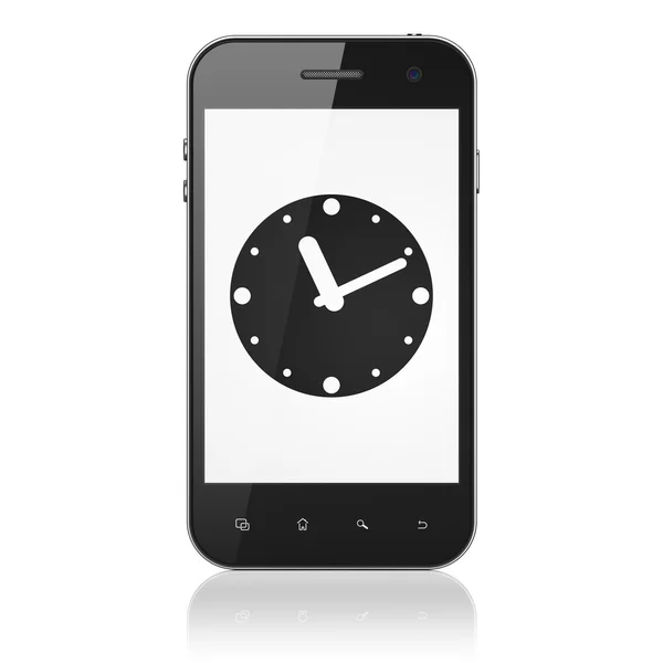 Concetto di tempo: orologio su smartphone — Foto Stock