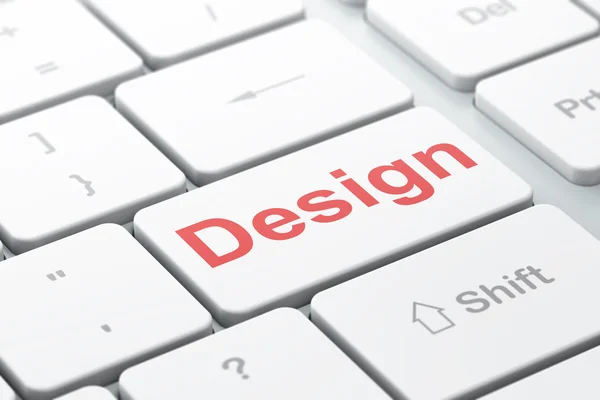 Concetto di pubblicità: Design su sfondo tastiera del computer — Foto Stock