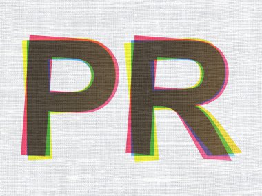 pazarlama kavramı: pr kumaş dokusu zemin üzerine