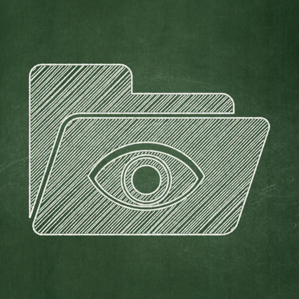 Finance concept: Folder With Eye on chalkboard background — Stock Photo, Image