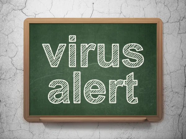 安全コンセプト： 黒板背景に関するウイルスの警告 — ストック写真