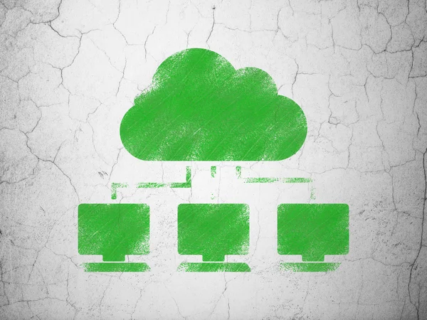 Cloud computing concept: wolk netwerk op muur achtergrond — Stockfoto