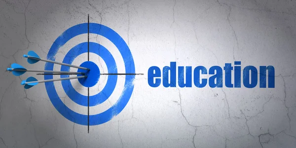 Utbildning koncept: mål och utbildning på väggen bakgrund — Stockfoto