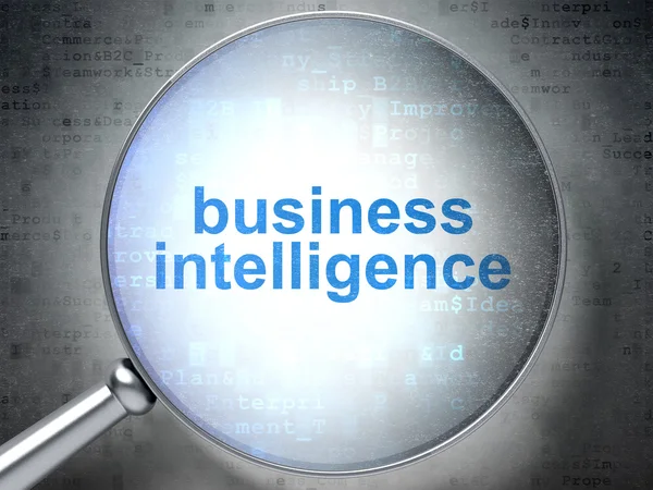 Concept de finance : Business Intelligence avec verre optique — Photo