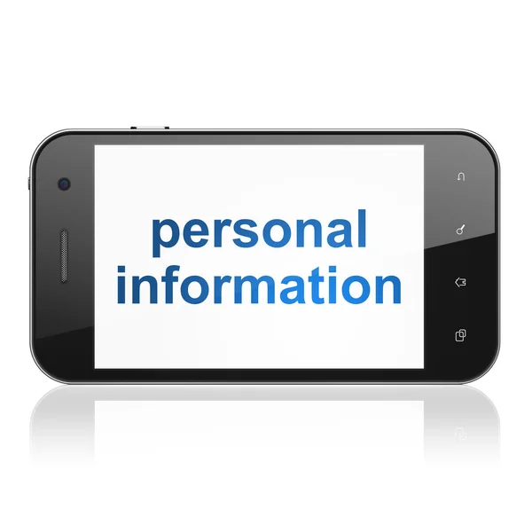 Gizlilik kavramı: smartphone cep telefonu ile kişisel bilgi — Stok fotoğraf