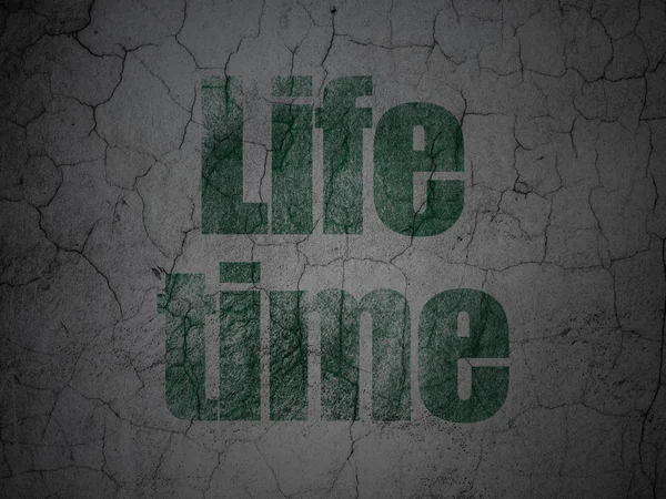 Koncepcja osi czasu: czas życia na ścianie tło grunge — Zdjęcie stockowe