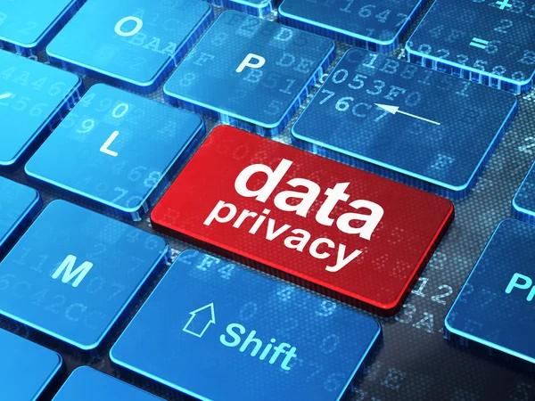 Veiligheidsconcept: privacy van gegevens op computer toetsenbord achtergrond — Stockfoto