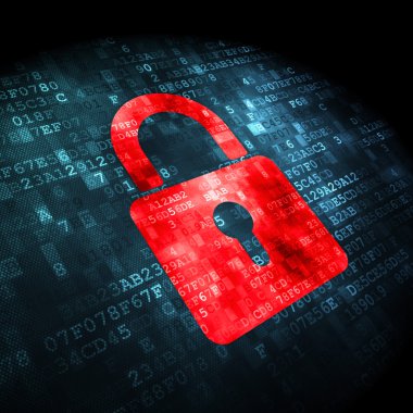 güvenlik kavramı: dijital arka plan üzerinde kapalı asma kilit