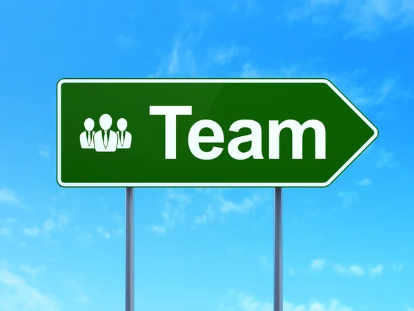 Business concept: Team and Business People on road sign background — Stock Photo, Image