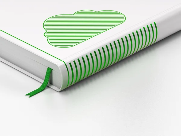 Concept de Cloud Computing : livre fermé, Cloud sur fond blanc — Photo