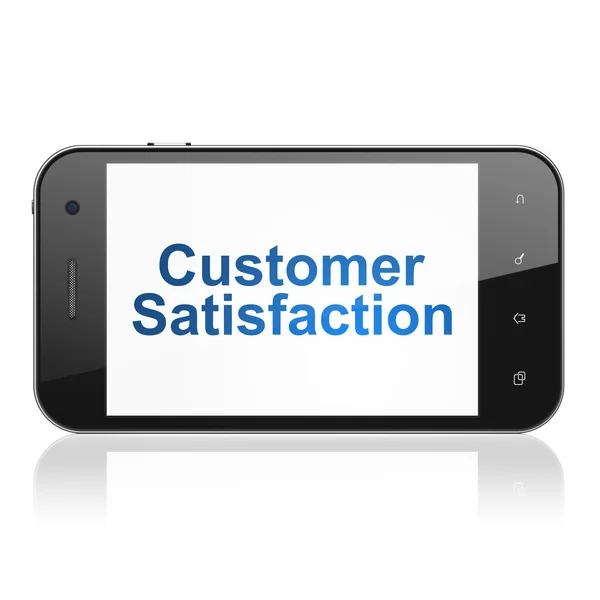 Concetto pubblicitario: soddisfazione del cliente sullo smartphone — Foto Stock