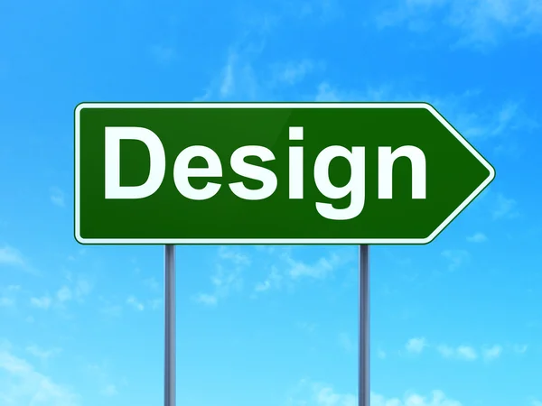 Marketingový koncept: design na silnici podepsat pozadí — Stock fotografie