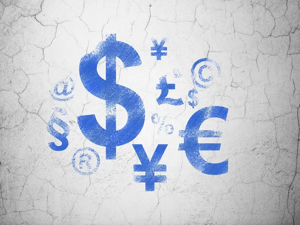 Νέα έννοια: οικονομικών σύμβολο σε φόντο τοίχο — Φωτογραφία Αρχείου