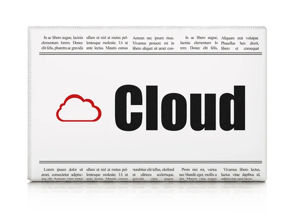 Cloud computing concept: newspaper with Cloud and Cloud — Stock Photo, Image