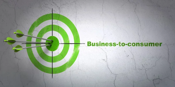Conceito de negócio: alvo e Business-to-consumer no fundo da parede — Fotografia de Stock