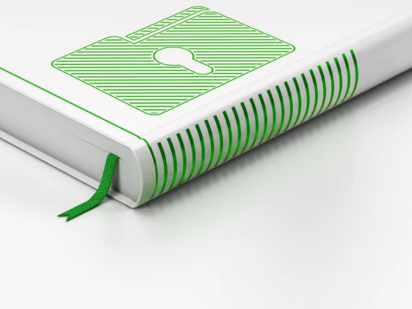 Iş kavramı: kapalı kitap, beyaz arka plan üzerinde anahtar deliği ile klasör — Stok fotoğraf