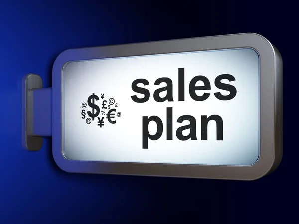 Advertising concept: Sales Plan and Finance Symbol on billboard background — Stock Photo, Image