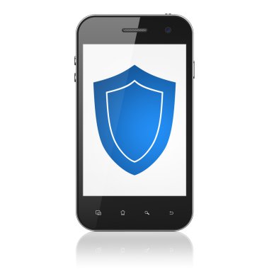 Gizlilik kavramı: smartphone cep telefonu ile kalkan