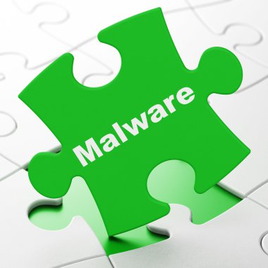 Emniyet konsepti: Bulmaca arka plan üzerinde malware