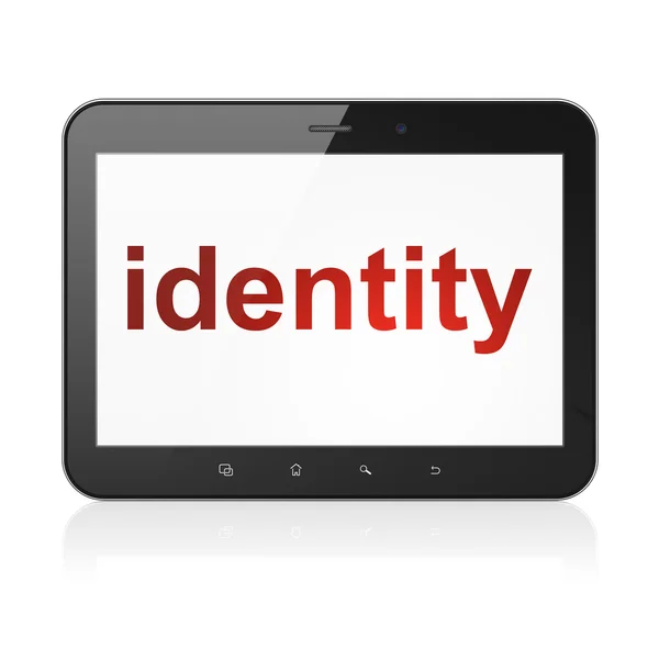 Privatsphäre-Konzept: Identität auf Tablet-PC — Stockfoto