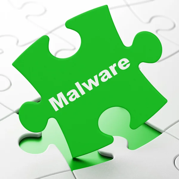 Conceito de segurança: Malware no fundo do quebra-cabeça — Fotografia de Stock